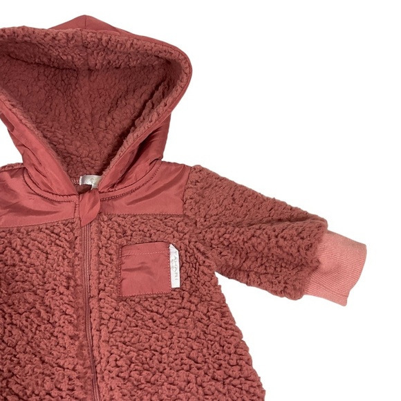 Tahari Baby Fleece Sherpa Hooded Bunting Suit 0-3M Pink Rose Zip Front - Picture 5 of 8